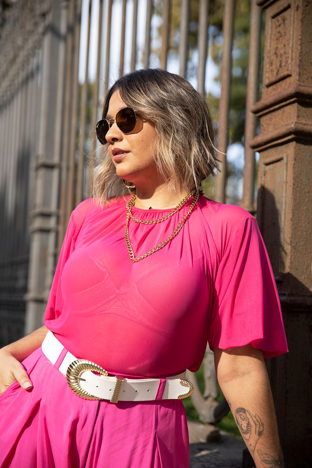 blusa rosa com tule